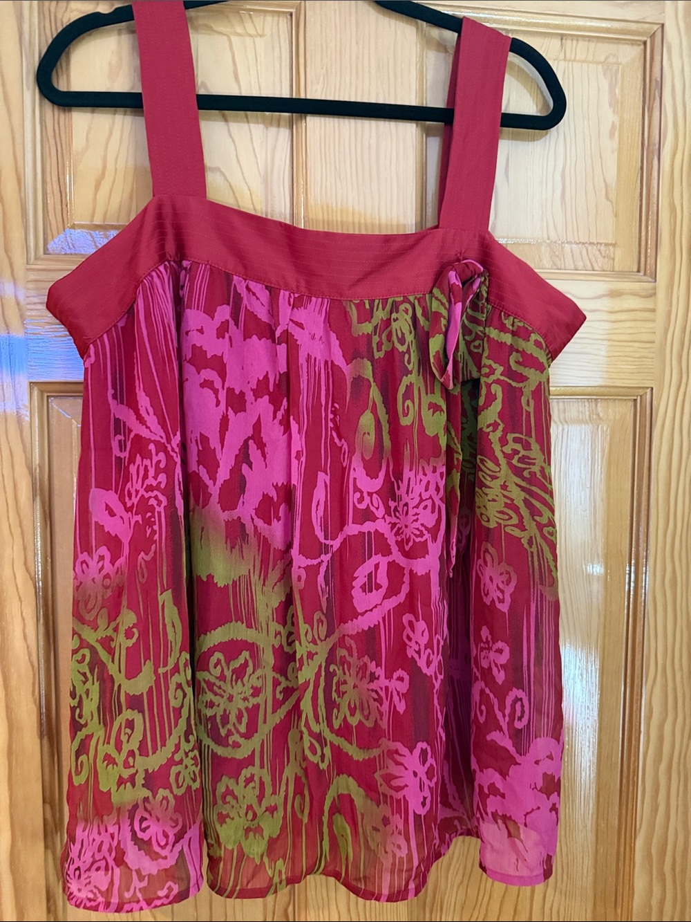 Dress Barn Pink and Olive Floral Print Tank Top